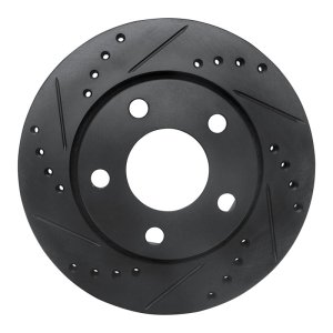 Audi S4 Brake Rotor (1) - Rear Left - R1 Concepts - Drilled & Slotted - Black - `00-`02